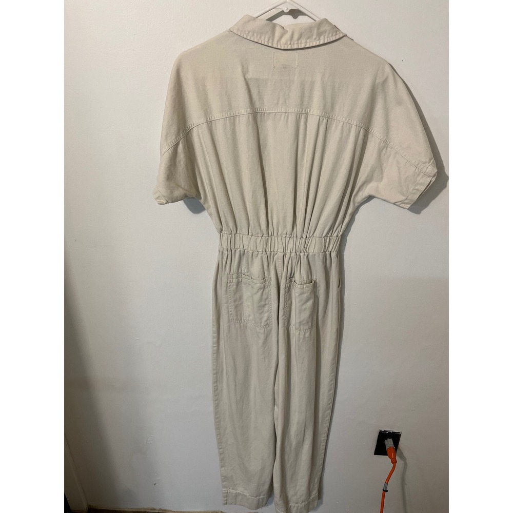 Universal Thread Womens Utility Jumpsuit Cream Beige Short Sleeve Belted Size 6 - Picture 3 of 3